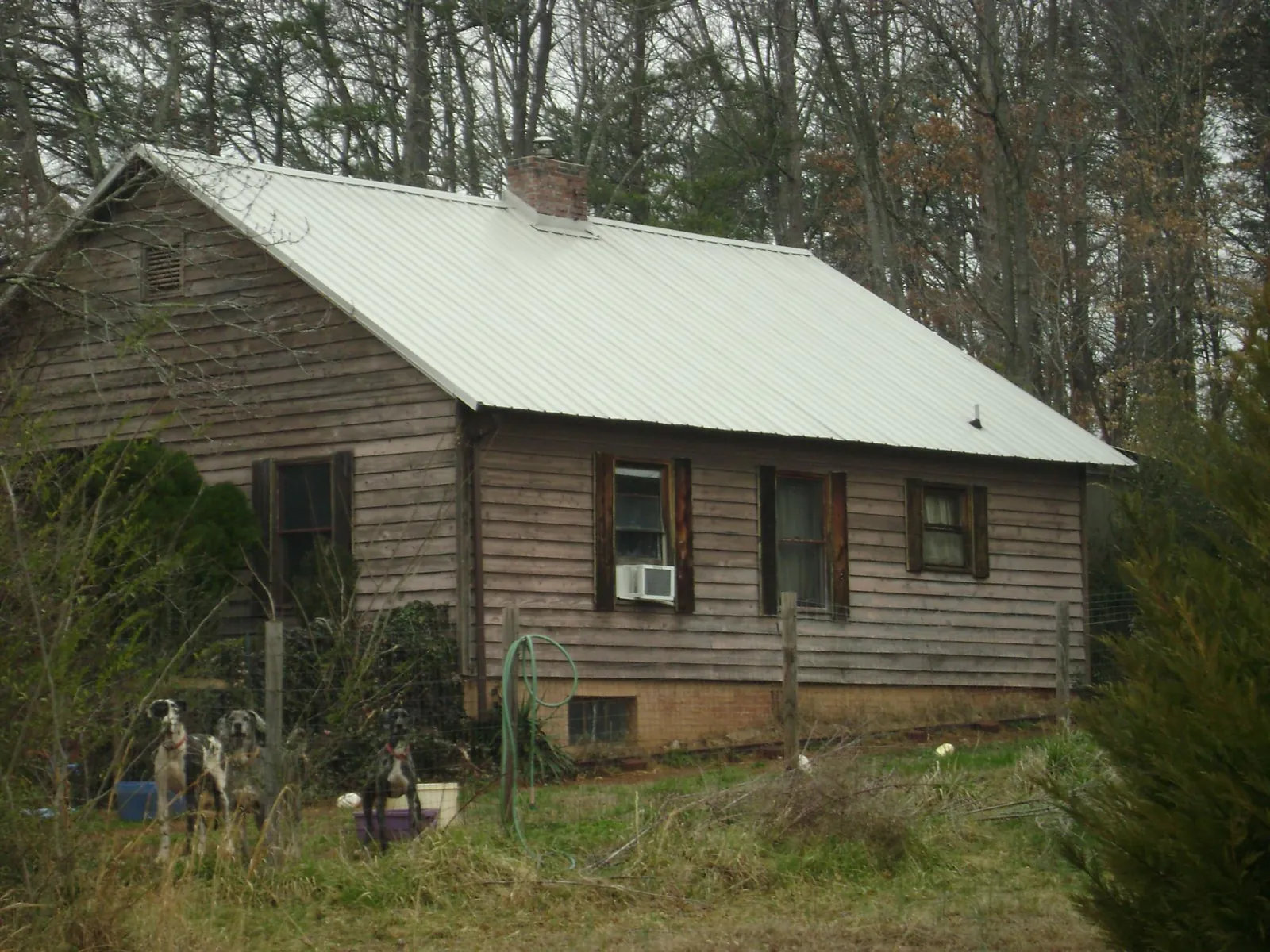 White metal roof on an old wood sided farmhouse, from a Asphalt Shingle Roof Repair job in New Melle